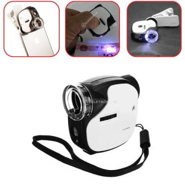 Imagem de Mini Microscópio Lupa Conta-fio 55x Luz Uv Com Clip Para Celrlar quali