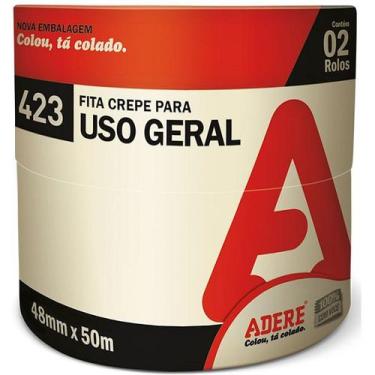 Imagem de Kit 2 Fita Crepe Larga USO Geral e Pintura 48MM X 50M Adere