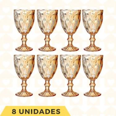 Imagem de Kit 8 Peças Copo Taças Vidro 330ML Diamond Ambar  - Class Home, Ambar 