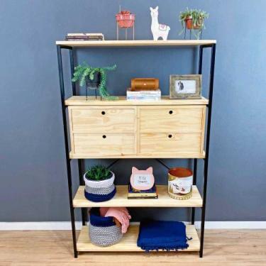 Imagem de Estante Style de Ferro e Madeira Ample 5 Prateleiras com 2 Gaveteiros 