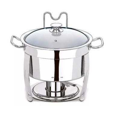 Imagem de Rechaud Redondo Inox 5 Litros Banho Maria Álcool Gel GP Inox