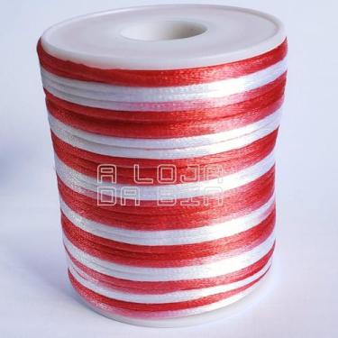 Imagem de Rabo De Rato Cordão Cetim 1mm rolo 100m Bicolor Vermelho - A loja da B