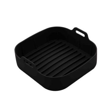 Imagem de Forma Quadrada de Silicone para Air Fryer Preta 20 x 7 cm Lyor