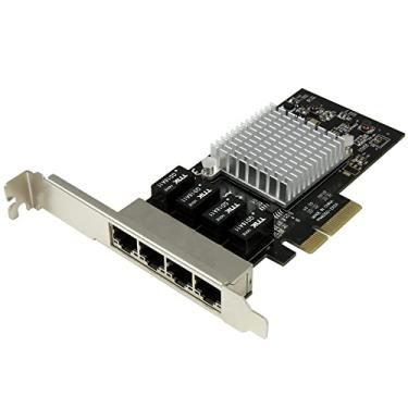 Imagem de StarTech. Com 4 portas PCIe Placa de rede - Porta RJ45 - Chipset Intel i350 - Servidor Ethernet/Placa de rede desktop - Placa NIC Dual Gigabit (ST4000SPEXI), preta
