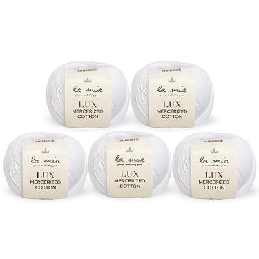 Imagem de 5 bolas (pacote com 5) algodão mercerizado La Mia Lux, total de 250 g. 100% algodão, cada 50 g (50 g) / 150 jardas (164 m), 2: branco esportivo fino - 2