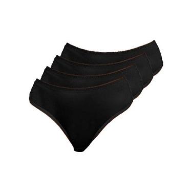 Imagem de Kit com 4 Calcinhas Alta Abrupt Demillus 56096, Preto, EG