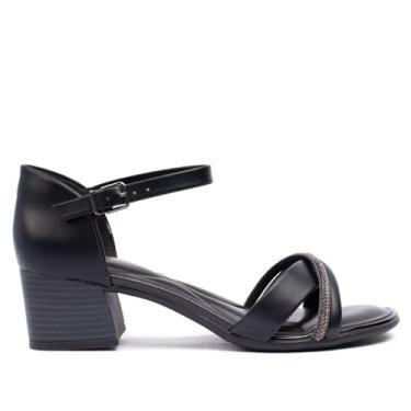 Imagem de Sandália Feminina Comfortflex de Salto Bloco com Detalhe de Brilho Preto - 38