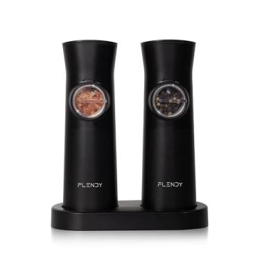 Imagem de Flendy Conjunto de Moedor Elétrico de Sal e Pimenta por Gravidade Recarregável, Conjunto Automático de Moedor de Sal e Pimenta com Base de Carregamento USB C, Conjunto de Agitadores de Sal e Pimenta p