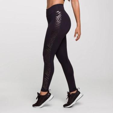 Imagem de Legging zebra Poliamida Preta com Estampa na Lateral Tom sob - LOT FIT