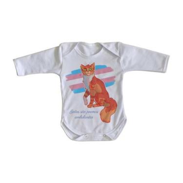 Imagem de body nenê criança roupa bebê manga longa gatos poemas ambulantes  - Em