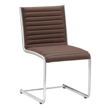 Imagem de Cadeira Escritório Fixa Terracota Sem Braços Alezzi Cromada