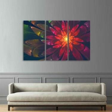 Imagem de Quadro Flor Fractal Design Para Sala Hall Conjunto 3 Peças - Wall Fram