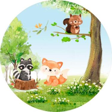 Imagem de Painel De Festa Redondo 1,50x1,50 - Bosque Cute 001 - Via Cores