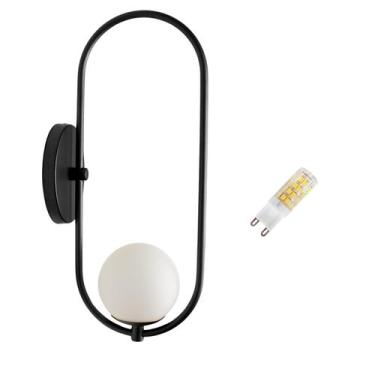 Imagem de Arandela Parede Quarto Jabuticaba Interna Externa Preta +Led - arandel