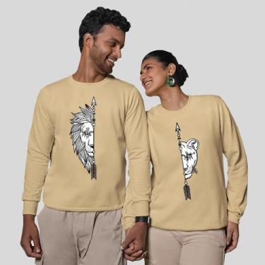 Imagem de Kit 2 Blusas Frio Moletom Careca Sem Capuz Casal Namorados Metade Amor