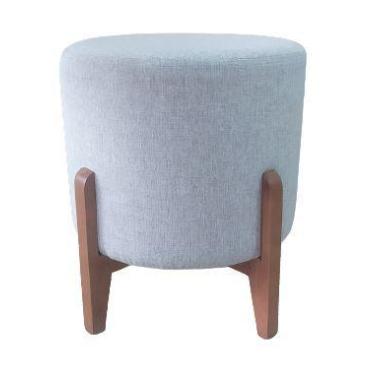 Imagem de Banqueta Puff Thor Luxo Madeira Maciça - Bege - Gran Decore