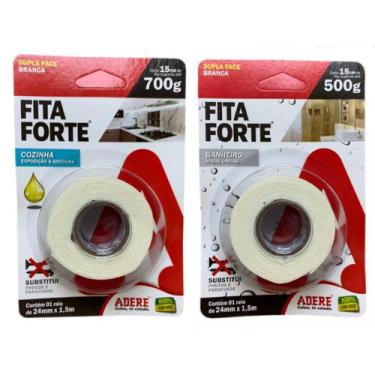 Imagem de Kit Dupla Face Fita Forte 24mmX1,5m 15kg Cozinha e Banheiro - Kit Ader