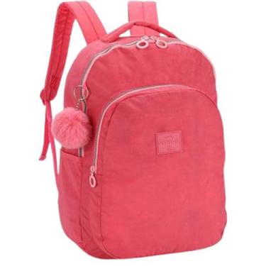 Imagem de Mochila De Costas Salmão Com Chaveiro PomPom Up4You - MAXLOG