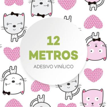 Imagem de Papel De Parede Adesivo Quarto Gato Fofo Rosa Coração - Criptonita, 12