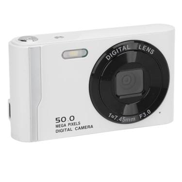 Imagem de Câmera Digital 4K 50MP, Zoom Digital 16x Anti Vibração, Foco Automático, Câmeras Aponte e Dispare Com Tela LCD de 2,8 Polegadas, Câmera de Viagem Com Flash (Branco)