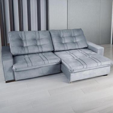 Imagem de Sofá Retrátil e Reclivável com Molas Porto 2,70m Grafite - SofásWeb