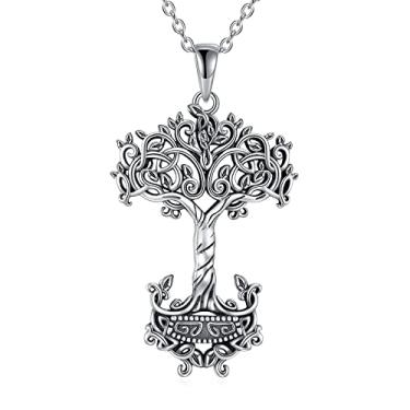 Imagem de Colar Viking Jewelry Viking com pingente de talismã com arma de lança, joia viking, presente para homens, Prata esterlina, Sem Pedra Preciosa