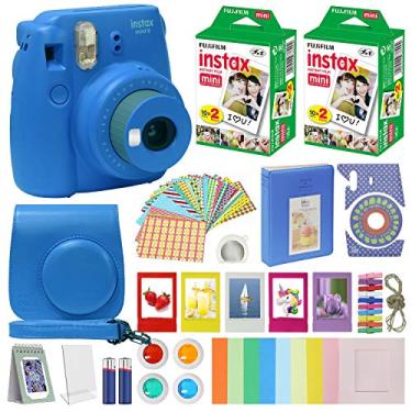 Imagem de Fujifilm Instax Mini 9 - Câmera Instantânea Azul Cobalto com Maleta de Transporte + Fuji Instax Film Value Pacote (40 Folhas) e Acessórios