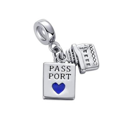 Imagem de MiiFort Pingente de passaporte de navio de cruzeiro compatível com pulseiras Pandora Charms, One Size, Cobre, Sem Pedra Preciosa