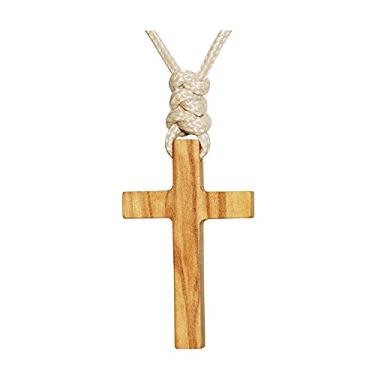 Imagem de Colar com pingente de cruz de madeira de oliva natural para homens e mulheres, crianças, presente de homem, menina, presente de madeira, carro, retrovisor, pingente de espelho