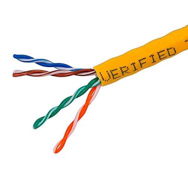 Imagem de Monoprice Cabo Ethernet em massa Cat5e - 305 metros - Amarelo| sólido, 350Mhz, UTP, CMR, fio de cobre puro nu, 24AWG, caixa de puxar Reelex