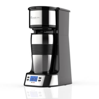 Imagem de Cafeteira de dose única, cafeteira programável de porção única, temporizador para ligar/desligar automático, máquina de café de xícara única de 400 ml para café moído, preparação rápida de 220 V e 700