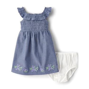 Imagem de Gymboree Vestido floral de verão para bebês meninas com capa de fralda, Cambray Blue, 3-6 Meses