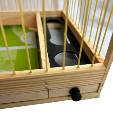 Imagem de Gaiola De Madeira E Fibra Artesanal Para Pássaros