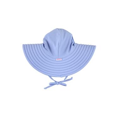 Imagem de RuffleButts Chapéu de sol para bebês/meninas com proteção solar FPS 50+ aba larga, Azul pervincado, 3-5T