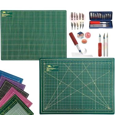 Imagem de Base de Corte Dupla Face Multiuso Cortar Papel Tecido Artesanato Patchwork Scrapbook Estilete de Precisão Profissional (Verde)