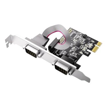 Imagem de BZIZU Placa de porta serial PCIe RS-232 DB9 de 2 portas - compatível com Windows XP/7/8/10/11 e Linux (32/64bit) para transferência rápida de dados (PCIe1X Dual Serial Card)