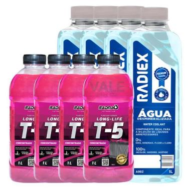 Imagem de Kit 4L Aditivo Concentrado T-5 Para Radiador 4L Água Desmineralizada R