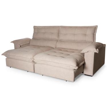 Imagem de Sofá Retrátil Reclinável Aconchego 2,70m Bouclê Bege