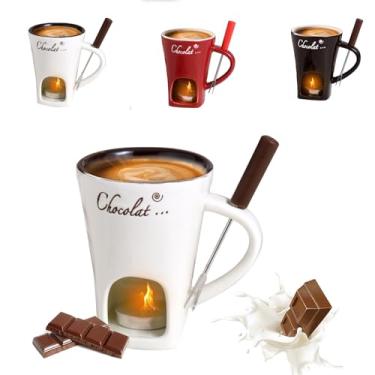 Imagem de CZMSECAI Copo de fondue doce para encontros noturnos e muito mais - Conjunto de copos de derretimento de chocolate com garfos, perfeito como caneca de fondue ou caneca de fondue de chocolate