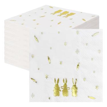 Imagem de Toalhas de mão descartáveis com tema de ovo dourado de Páscoa de 3 camadas para banheiro, casamento, aniversário, chá de bebê, guardanapos de jantar descartáveis