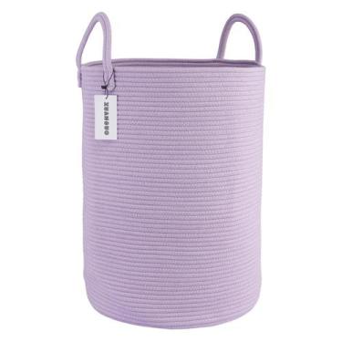 Imagem de Cesto de Roupa Suja XUANGUO - Trançado em Corda de Algodão Roxo