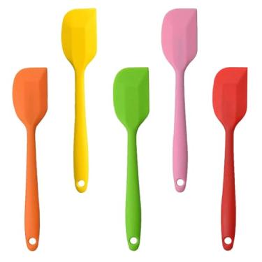 Imagem de MICALOR Conjunto de 5 espátulas de silicone, espátula de bolo com design de peça única sem costura, espátula de cobertura flexível e resistente ao calor, espátulas de borracha para uso na cozinha,