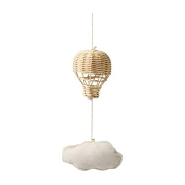Imagem de TTETTZ Rattan Hot Air Balloon Pingente Baby Mobile para Crib, Ornamento em, para Infantil Sensory, 1 Nuvem
