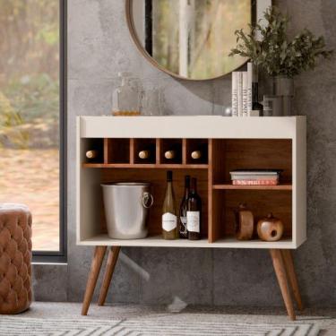 Imagem de Aparador Buffet Adega-Bar New Odin Pés Palito Cantinho Café Cor Off / 