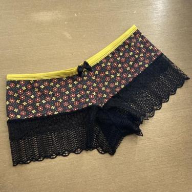 Imagem de Caleçon Shortinho Calcinha Feminina Estampada Renda Conforto - Ternura