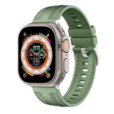 Imagem de FAGWIG Pulseira esportiva trançada de nylon de silicone compatível com Apple Watch séries 10, 9, 8, 7, 6, 5, 4, 3, 2 e 1, Ultra, 2 mulheres, para Apple Watch de 49 mm, 46 mm, 45 mm, 44 mm, 42 mm, 41