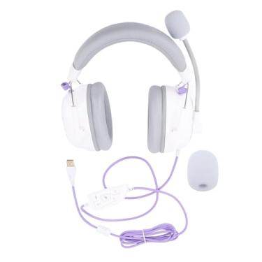 Imagem de Fone de Ouvido para Jogos de Resolução Com Fones de Ouvido de Redução de Ruído, HIFI 7.1 Campo de Som Circundante Vívido, Fones de Ouvido Leves sobre Os Ouvidos para PC, (Branco)
