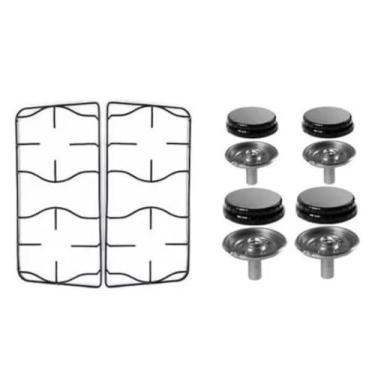 Imagem de 2 Grelhas Grades Serve Para Fogao Esmaltec Agata Sem Pino + 2 Espalhadores sendo 2 Grandes e 2 Pequenos + 2 Queimadores sendo 2 Grandes e 2 Pequenos