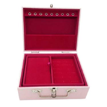 Imagem de Maleta Porta Jóias Pequeno Duplo Cor Rosa Perolado