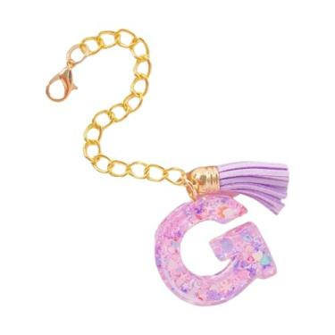 Imagem de HAPPYLIVE SHOPPING Acessórios de letras para copo Stanley, corrente de garrafa de água com letra, 1 peça de chaveiro fofo com pingente com borla para Stanley Tumbler para mulheres, Resina epóxi